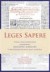 Leges Sapere. Studia i prace dedykowane - okładka książki