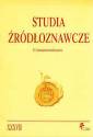 okładka książki - Studia Źródłoznawcze. Tom XXXVII