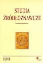 okładka książki - Studia Źródłoznawcze. Tom XXXVIII