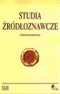 okładka książki - Studia Źródłoznawcze. Tom XLIII